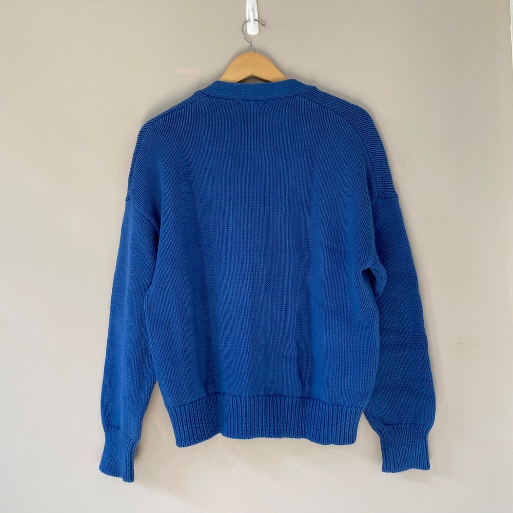 Alex Mill Women Blue BCI Cotton Chunky Knit Emma Cardigan Sweater Size M Pockets - Picture 3 of 5